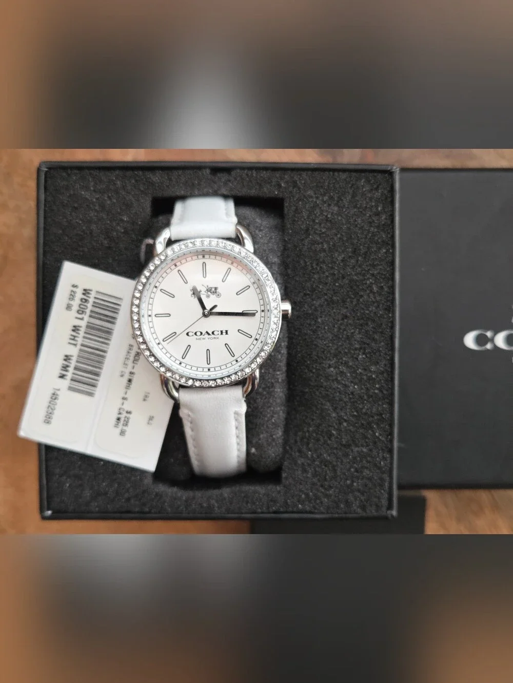 COACH White Leather Watch with Crystal Bezel
